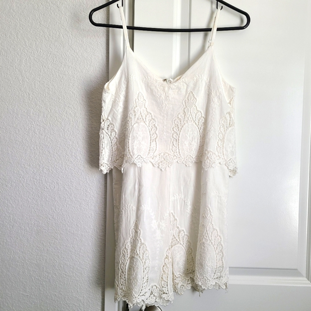 Herell Spaghetti Strap Eyelet Embroidery Rompers - Picture 1 of 3